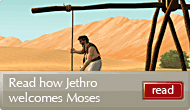Jethro the Midianite welcomes Moses the stranger
