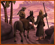 Joseph and Mary on their way to Bethlehem